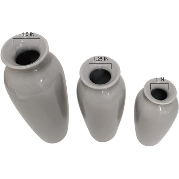 Set of 3 Grey Ceramic Vases. Ideal Gift for Wedding or Special Occasions - Picture 3 of 6